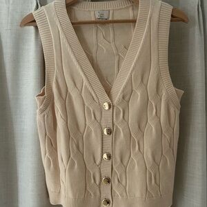 a new day Beige Cable Knit Cardigan Vest